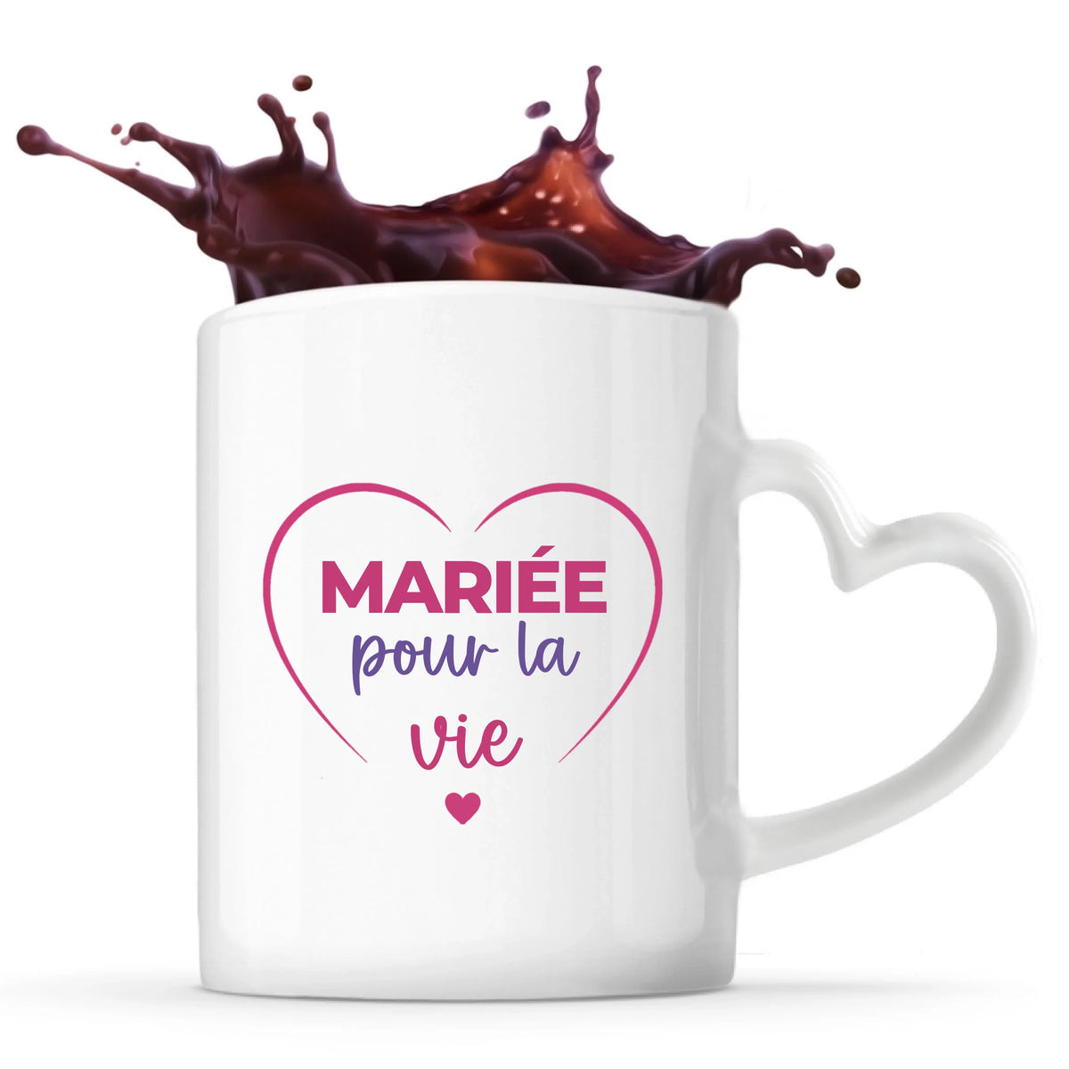 Mug anse cœur Mariée pour la vie EVJF Vulpa