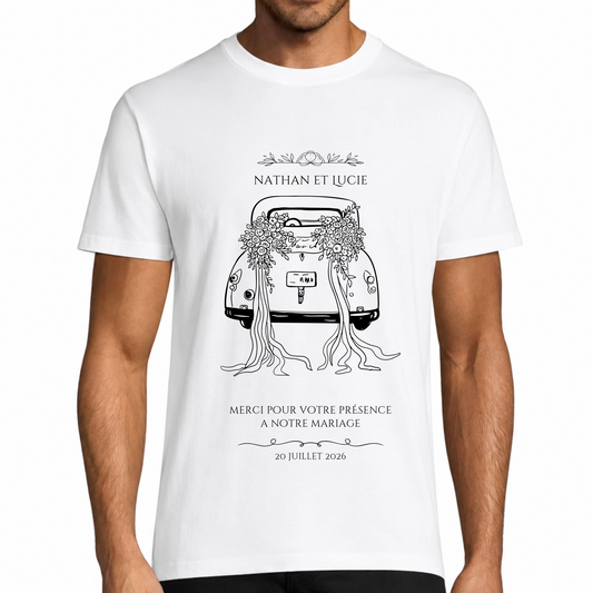 T-shirt personnalisé – Merci pour votre présence à notre mariage