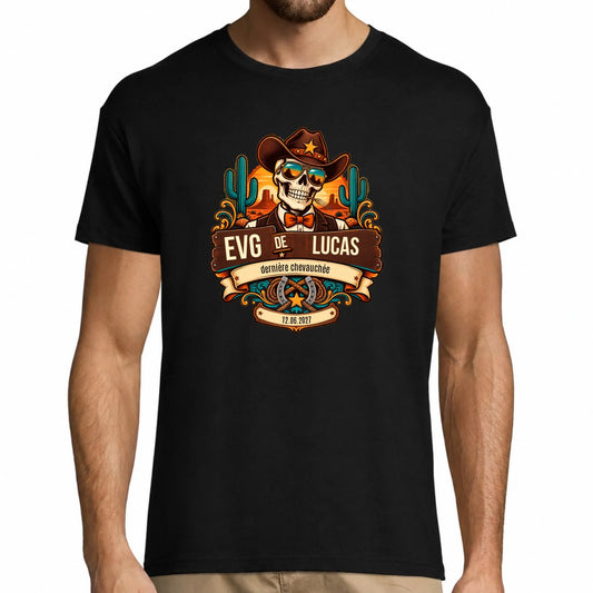 T-shirt EVG homme noir personnalisé Dernière Chevauchée | Vulpa