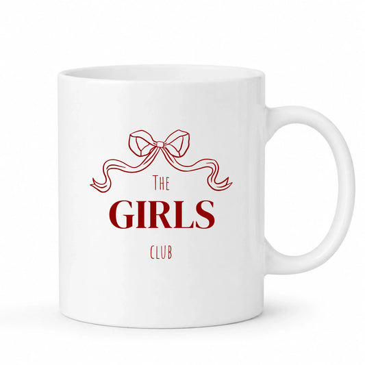 Mug blanc EVJF The Girls Club avec noeud décoratif