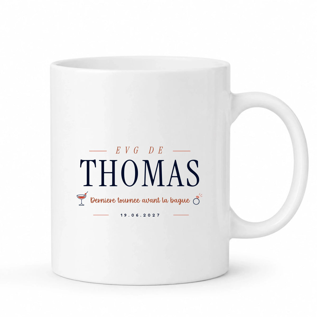 Mug EVG personnalisé avec prénom et date - Dernière tournée