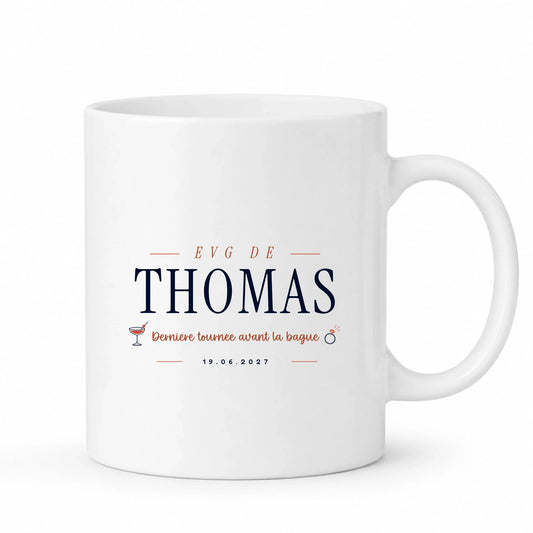 Mug EVG personnalisé avec prénom et date - Dernière tournée