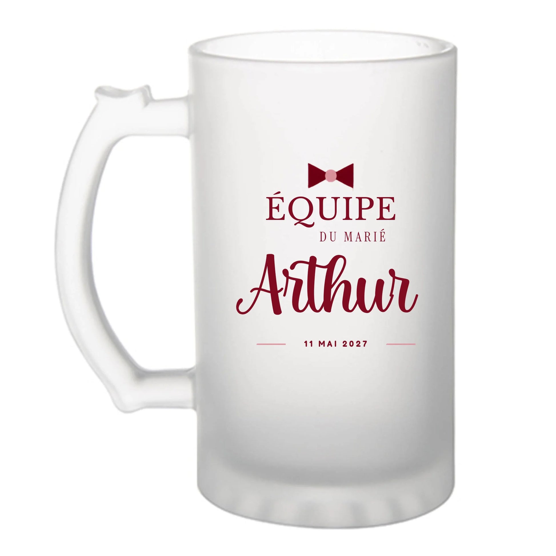 Chope à bière EVG personnalisée Équipe du Marié avec prénom