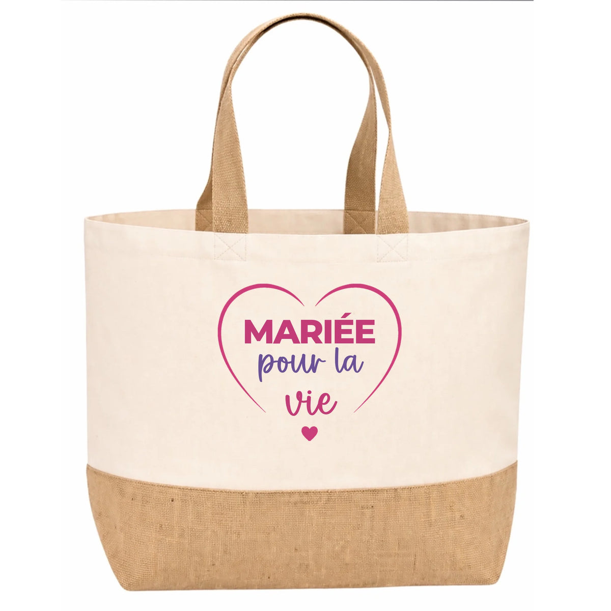 Sac en jute Beige Mariée pour la vie EVJF Vulpa