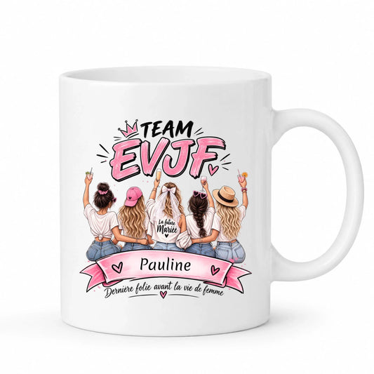 Mug Team EVJF personnalisé avec prénom de la future mariée