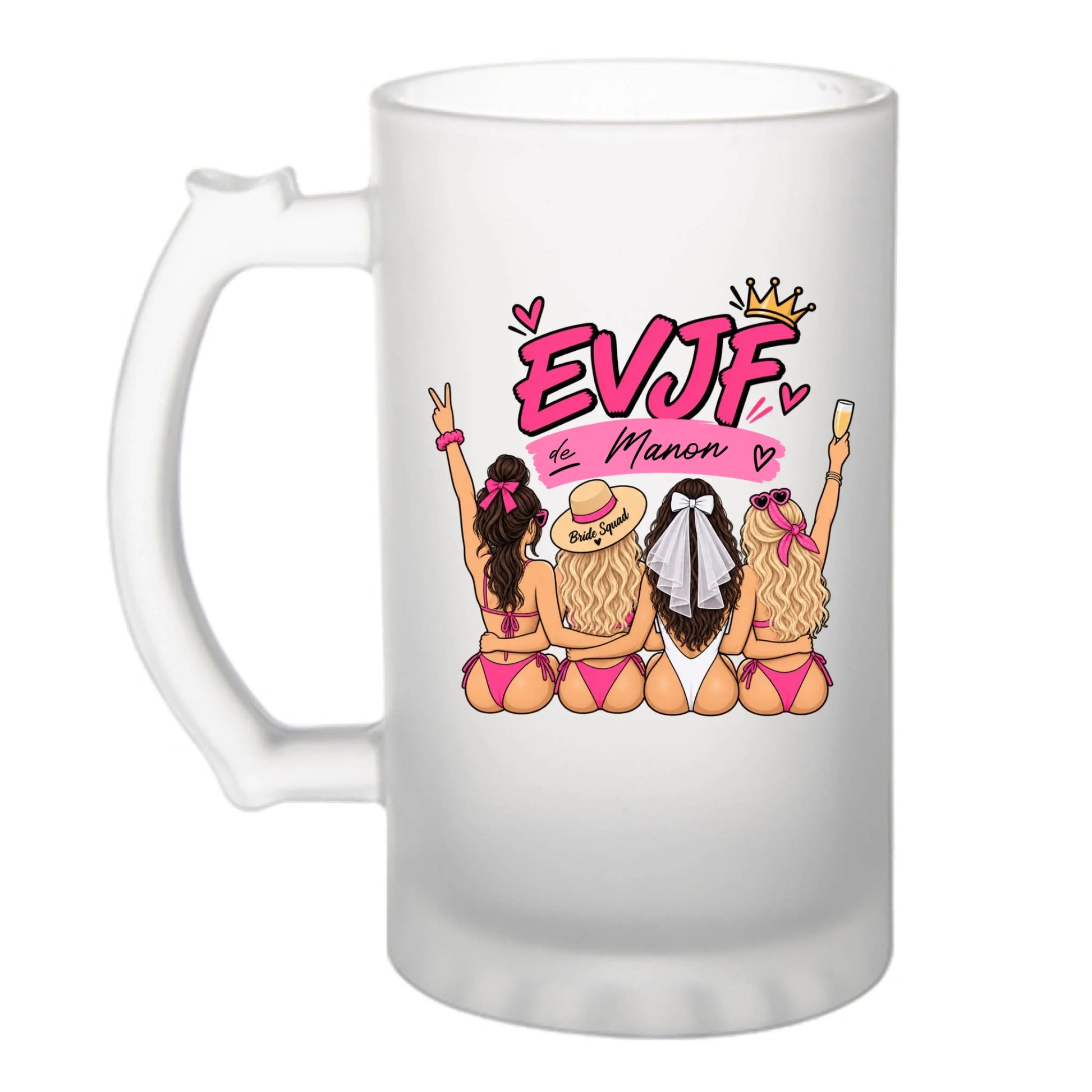 Chope à bière EVJF personnalisée Mariée pour la vie avec prénom