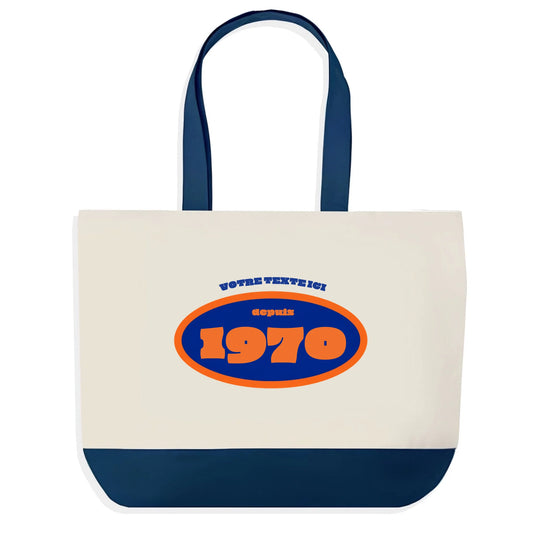 Sac en jute anniversaire personnalisé avec texte et année de naissance