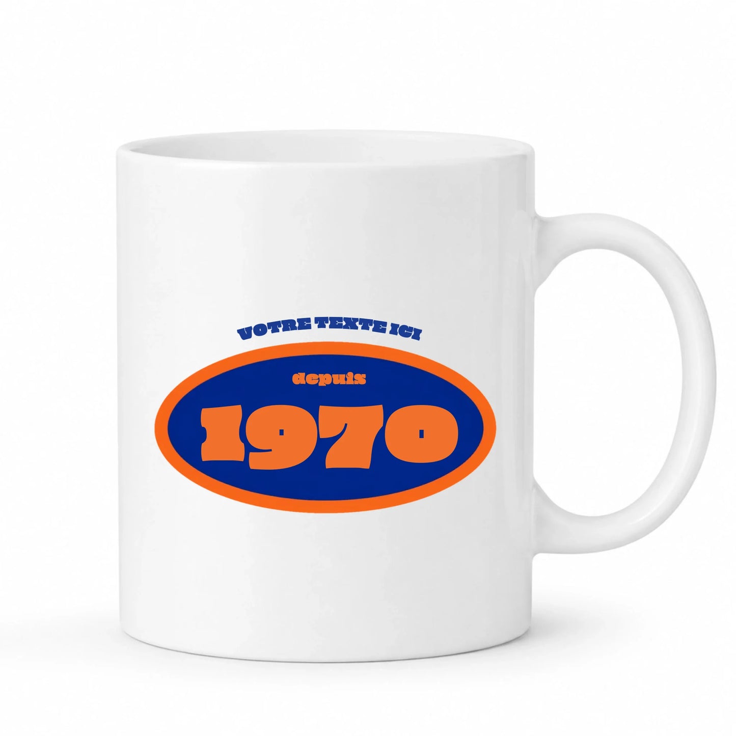 Mug anniversaire personnalisé avec texte et année de naissance