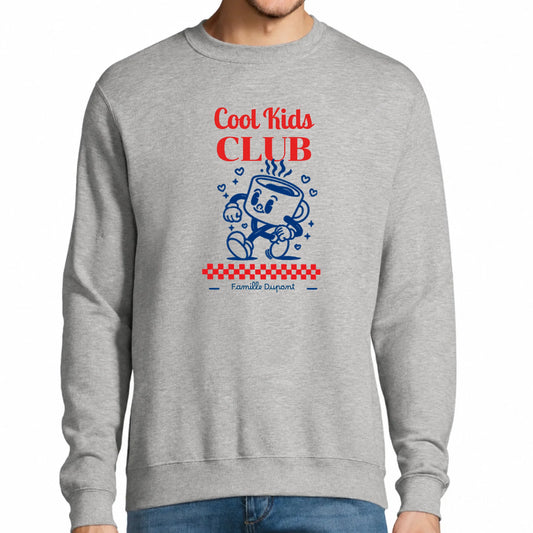 Sweat homme gris personnalisé Cool Kids Club | Vulpa