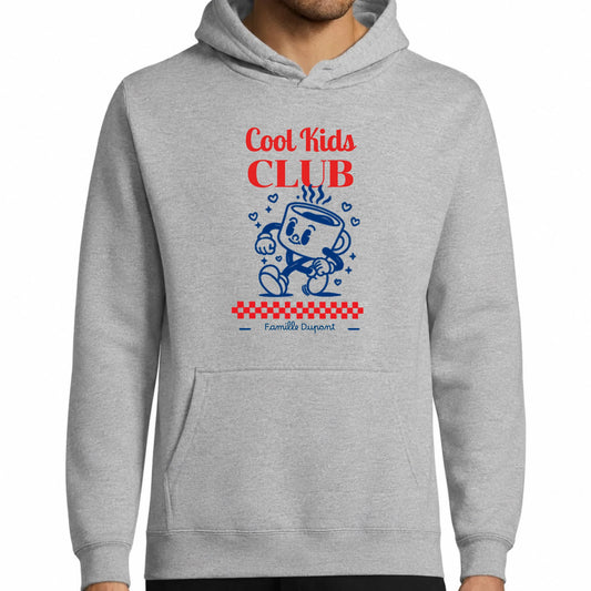 Sweat à capuche homme gris personnalisé Cool Kids Club | Vulpa