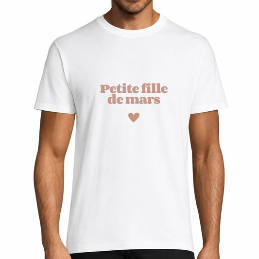 T-shirt homme blanc naissance Petite Fille de Mars | Vulpa