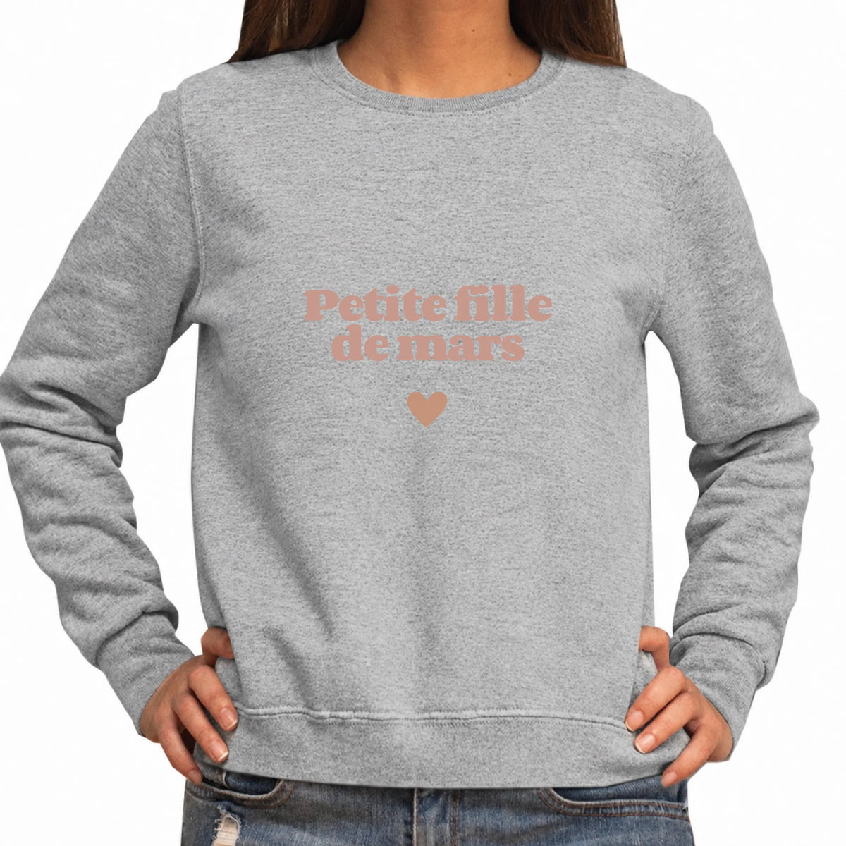 Sweat femme gris naissance Petite Fille de Mars | Vulpa