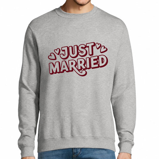 Sweat homme gris mariage Just Married | Vulpa