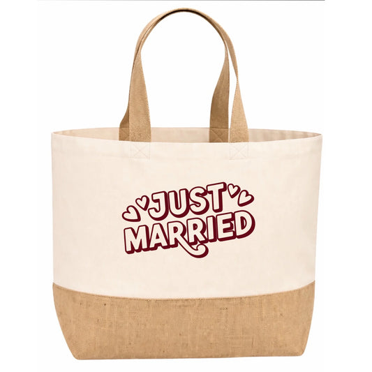 Sac en jute mariage Just Married | Vulpa