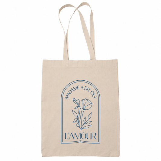 Tote bag beige mariage Madame a Dit Oui, L'Amour | Vulpa