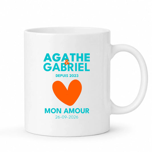Mug personnalisé Prénoms & Date des Amoureux | Vulpa