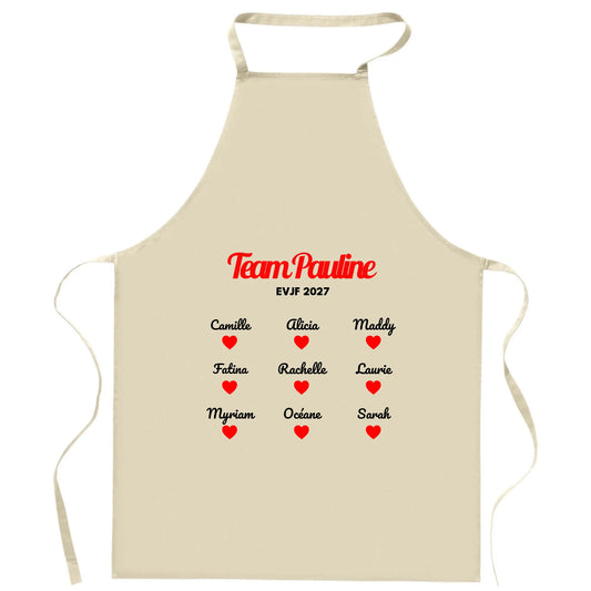 Tablier de cuisine EVJF personnalisé Team Mariée | Vulpa