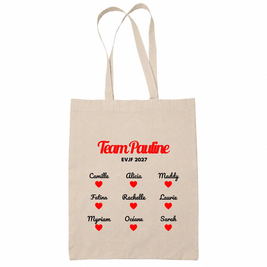 Tote bag beige EVJF personnalisé Team Mariée | Vulpa