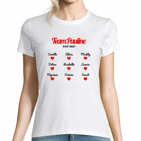 T-shirt femme blanc EVJF personnalisé Team Mariée | Vulpa